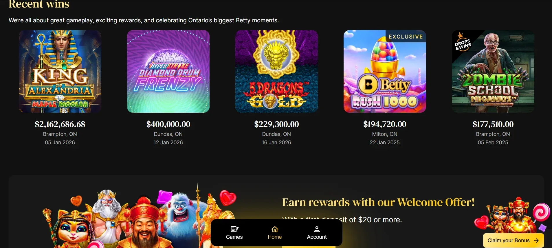 betty casino games online